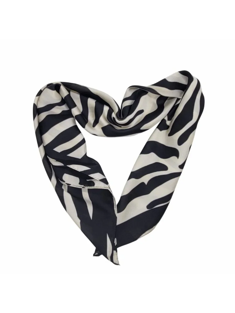 ✨Elegant Bandana Square Scarf Silky Satin Animal Print Zebra Black Beige Neck